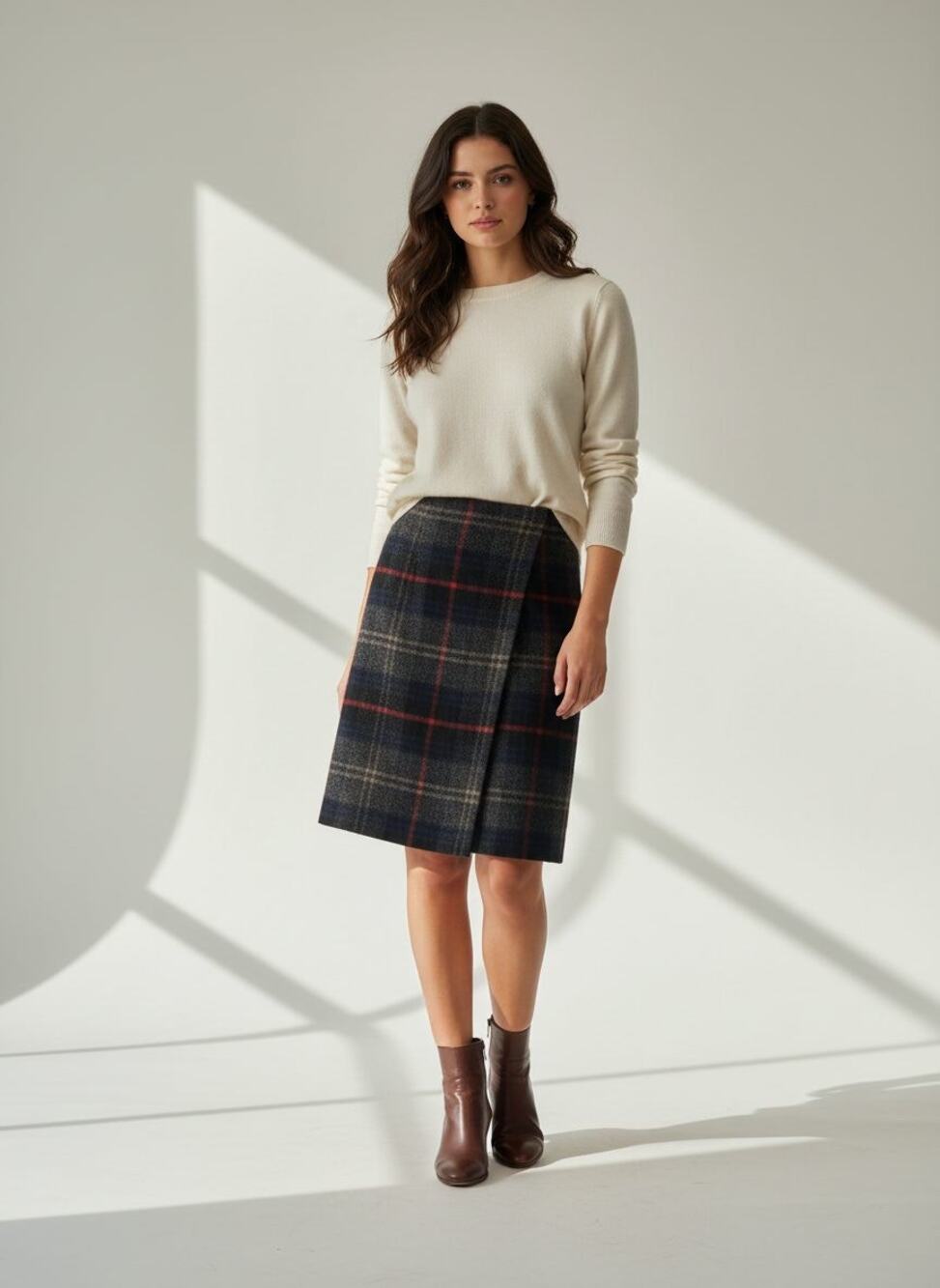 Eddie Bauer Vintage Classic Wool Blend Plaid Wrap Skirt, Size 10